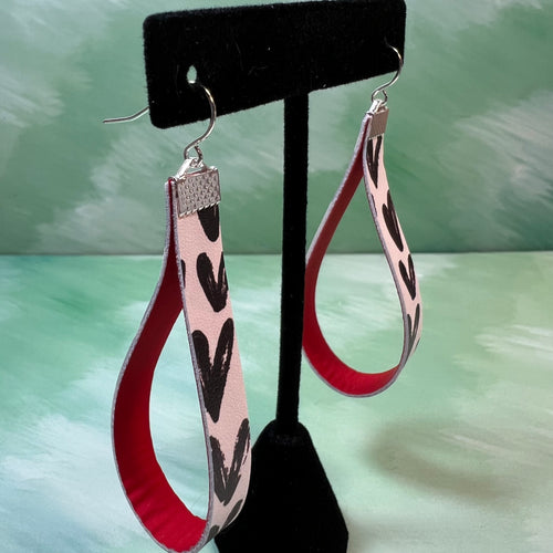 Black Hearts Faux Leather Earrings