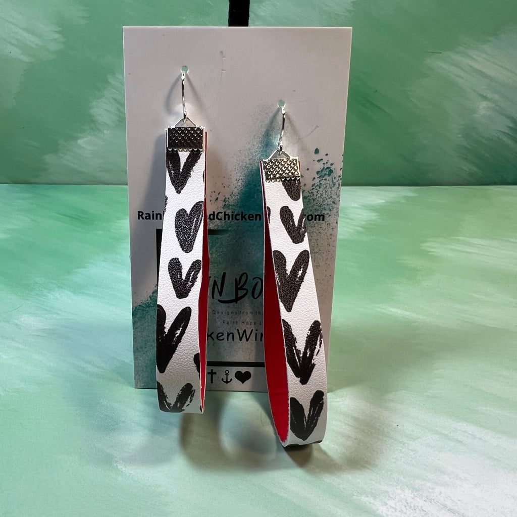 Black Hearts Faux Leather Earrings