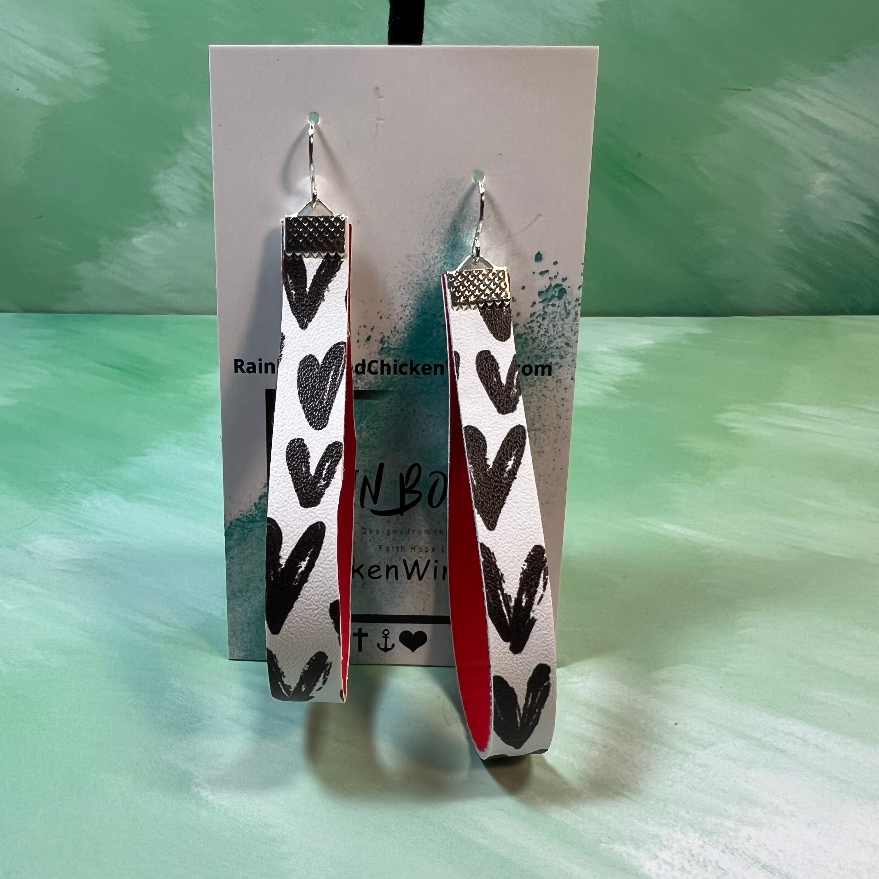 Black Hearts Faux Leather Earrings