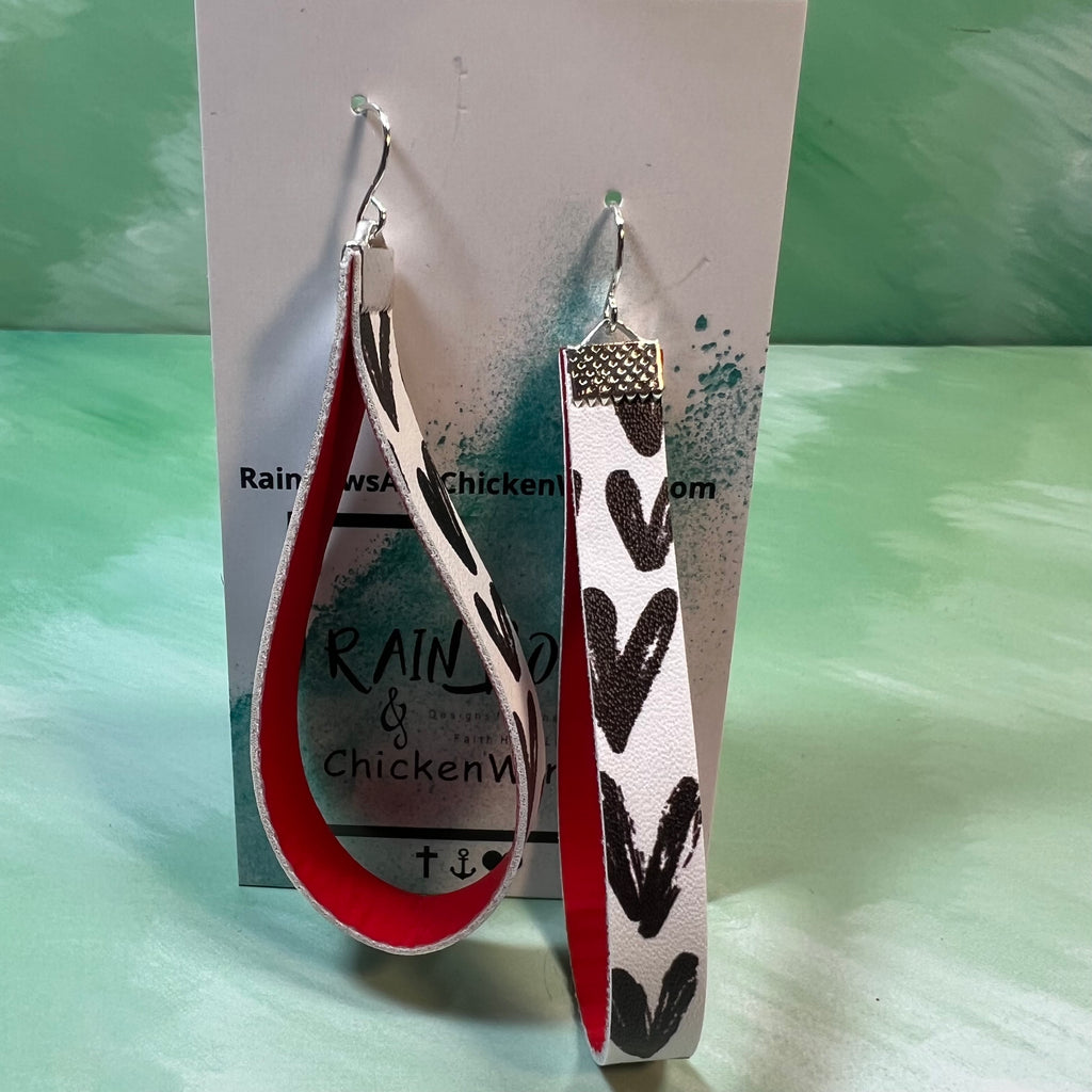 Black Hearts Faux Leather Earrings