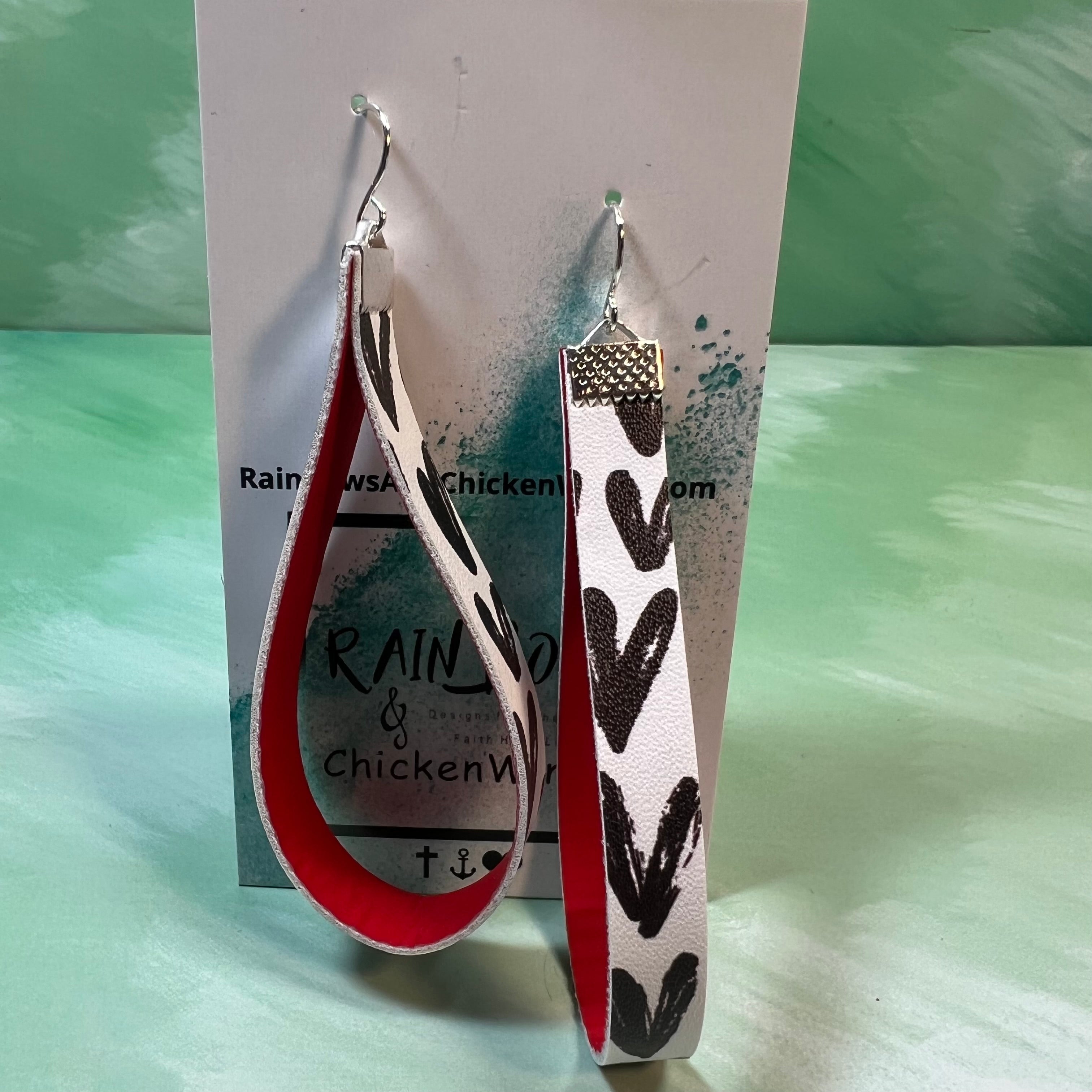 Black Hearts Faux Leather Earrings