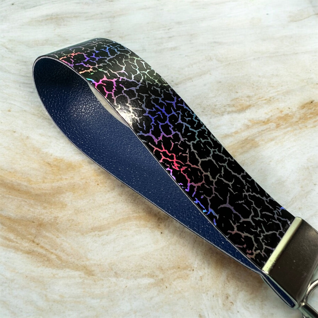 Black HoloGraphic Leopard KeyChain / Wristlet