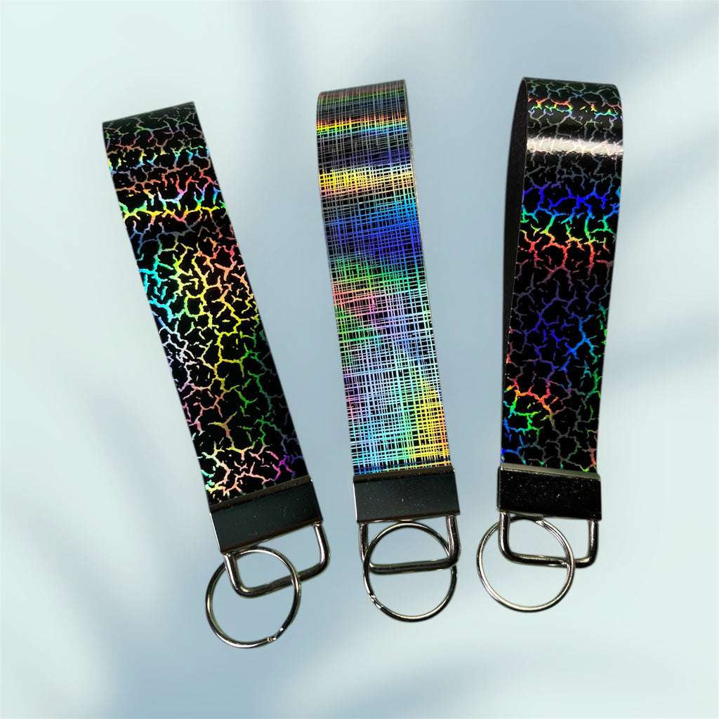 Black HoloGraphic Leopard KeyChain / Wristlet