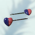 Patriotic Heart Bobby Pins