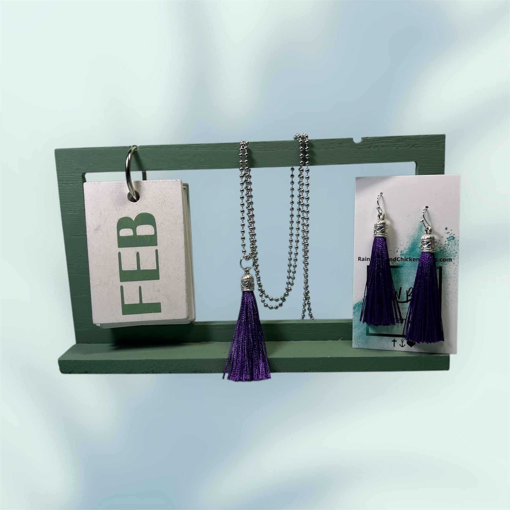 BirthStone Color Tassels Necklace and Earrings Set