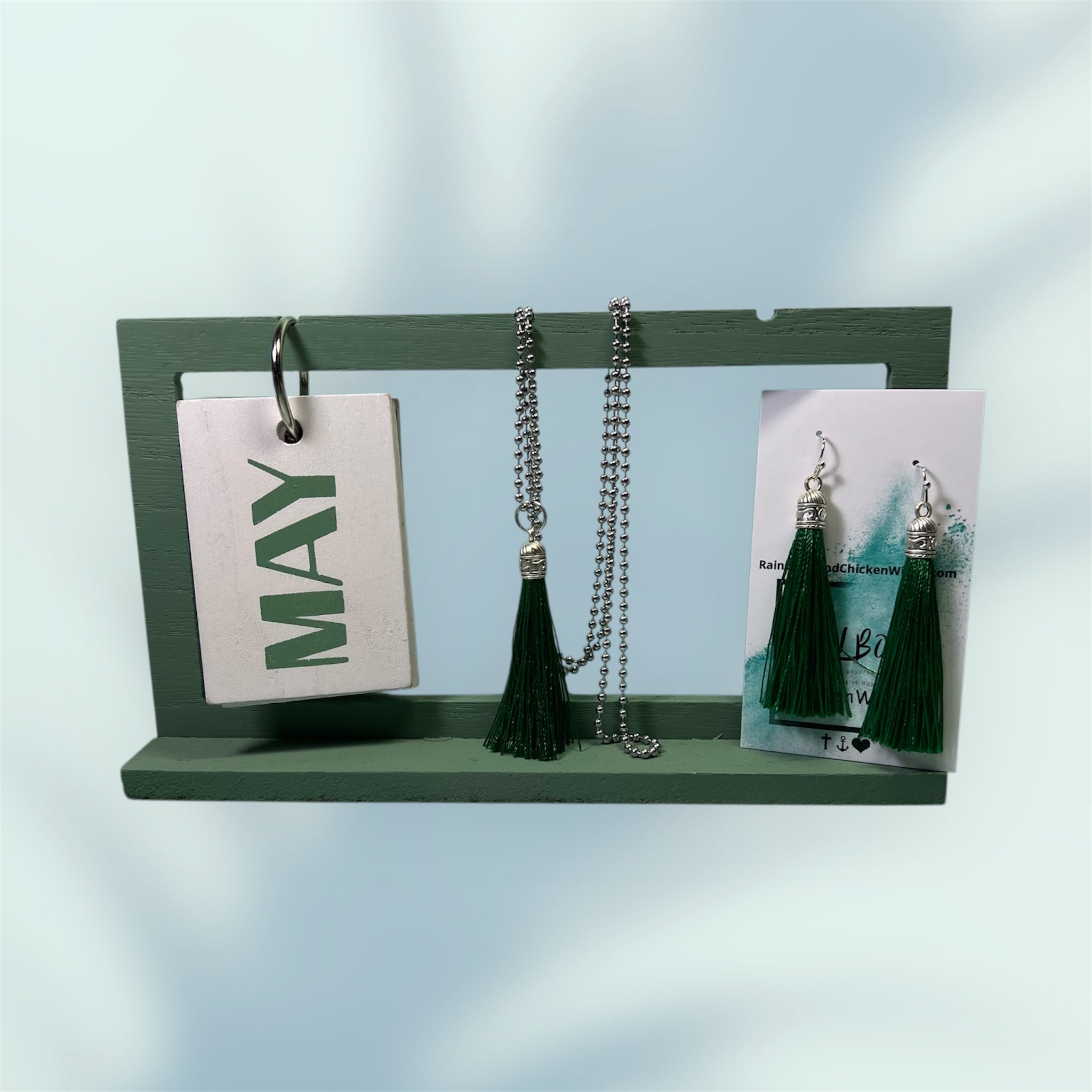 BirthStone Color Tassels Necklace and Earrings Set