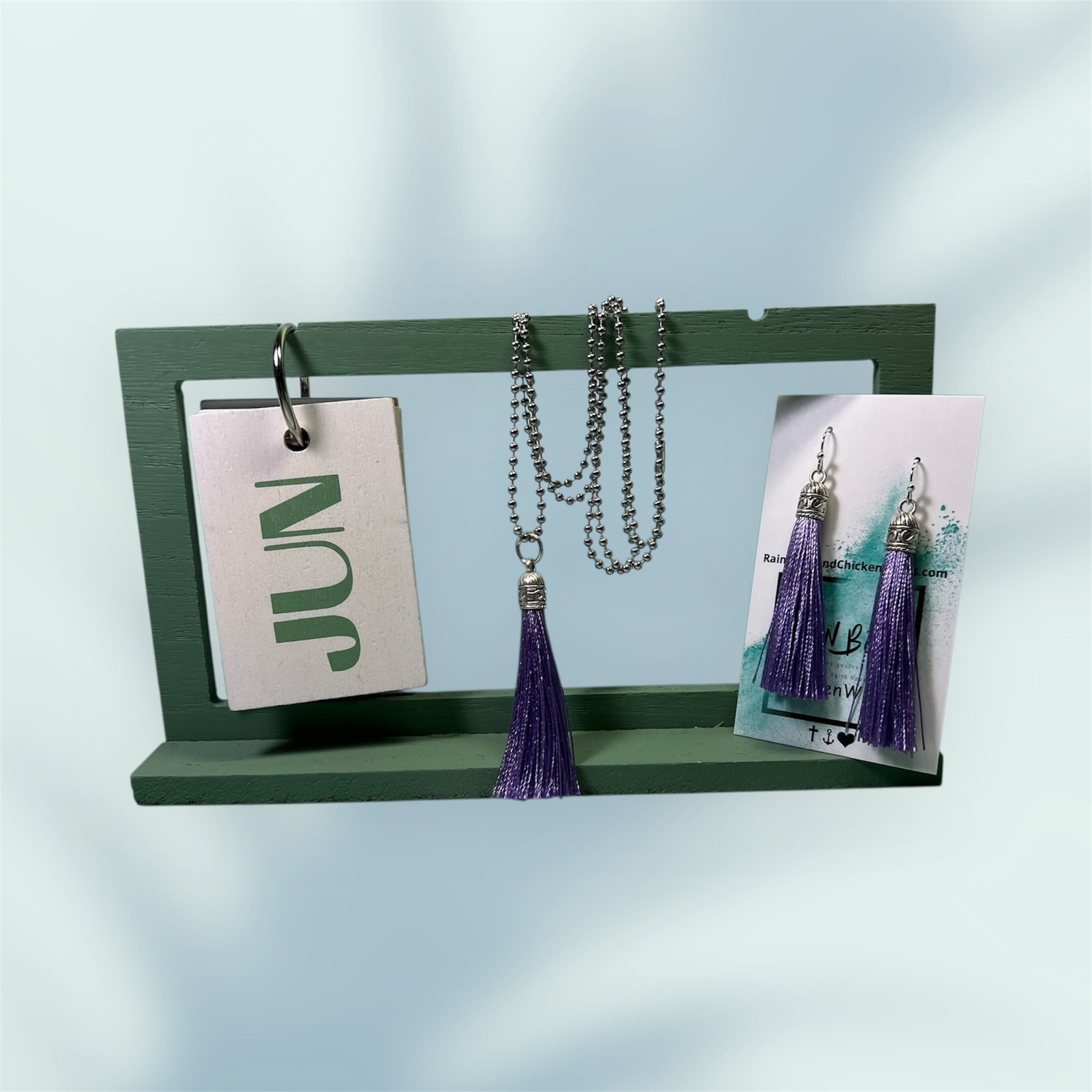 BirthStone Color Tassels Necklace and Earrings Set