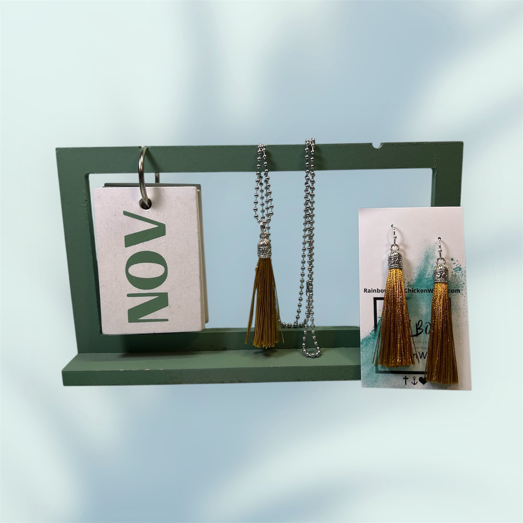 BirthStone Color Tassels Necklace and Earrings Set