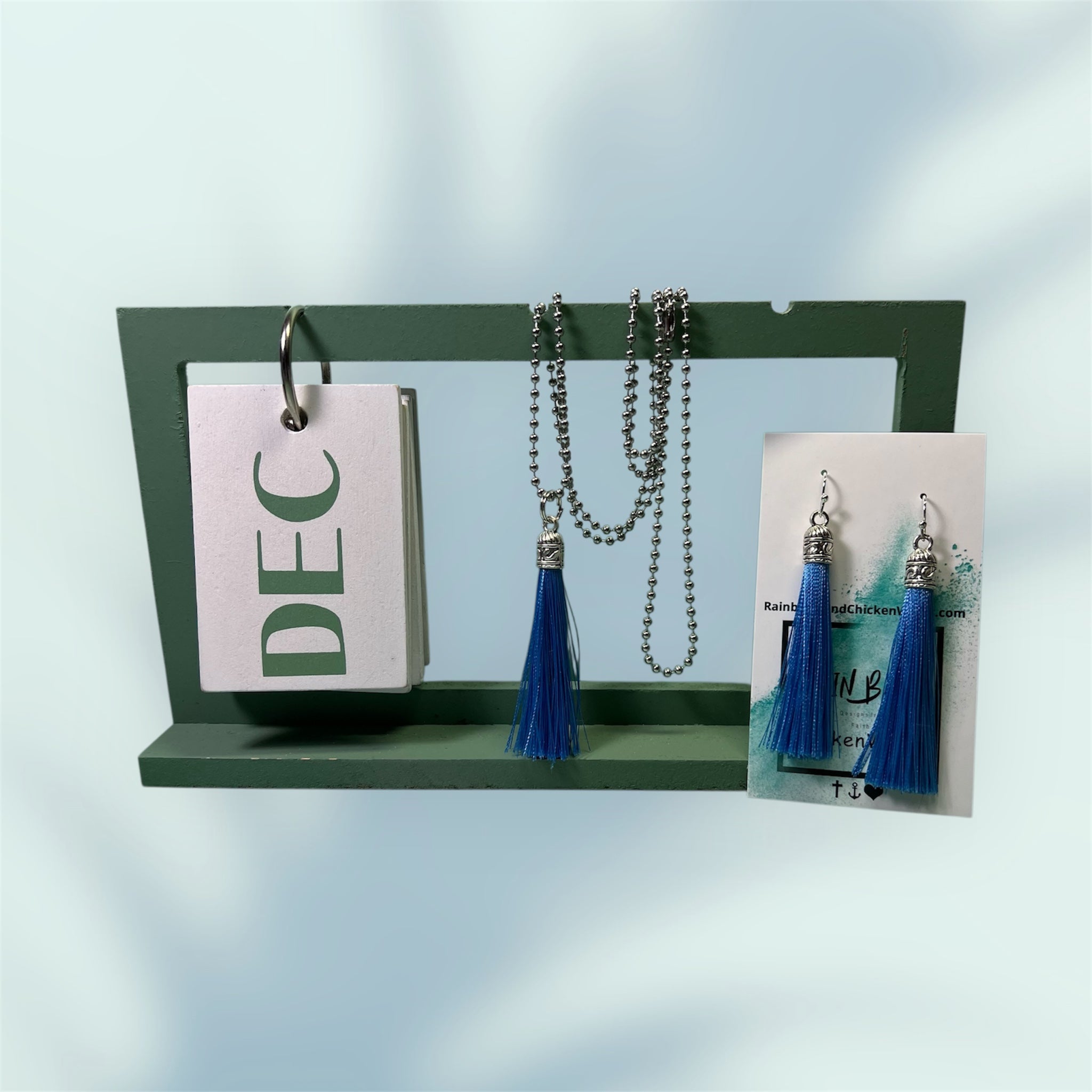 BirthStone Color Tassels Necklace and Earrings Set