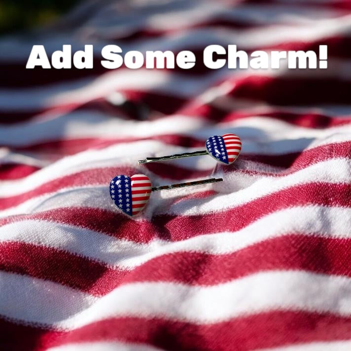 Patriotic Heart Bobby Pins