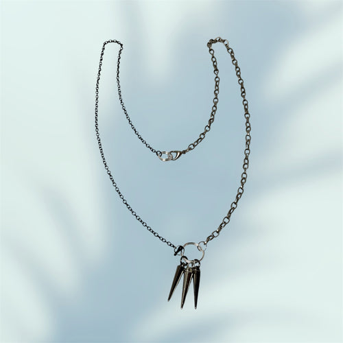 Black & Brushed Silver Mixed Metal NeckLace