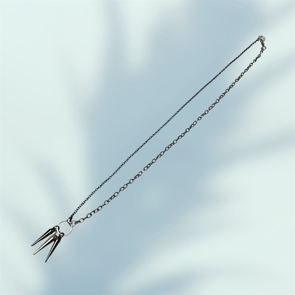 Black & Brushed Silver Mixed Metal NeckLace