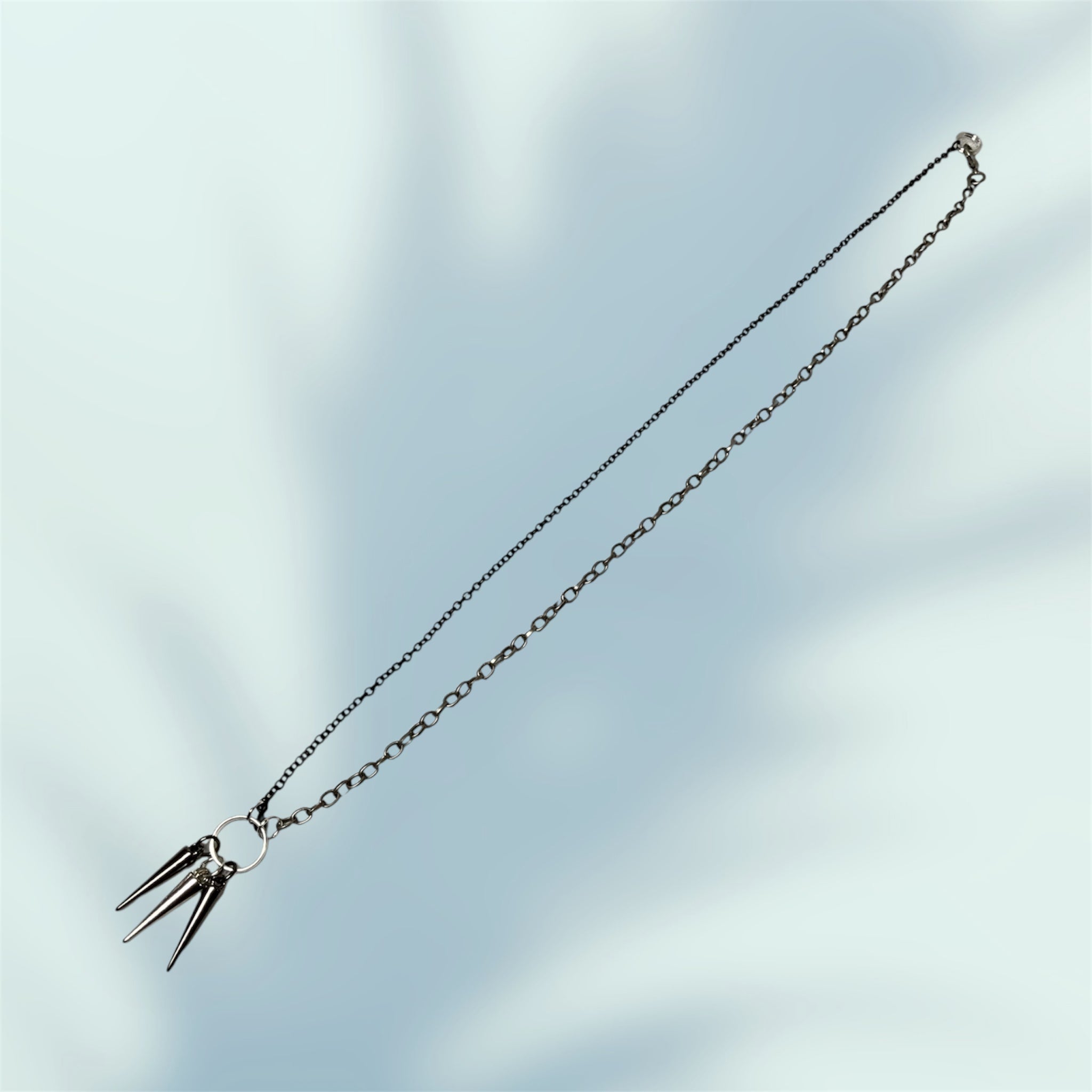 Black & Brushed Silver Mixed Metal NeckLace