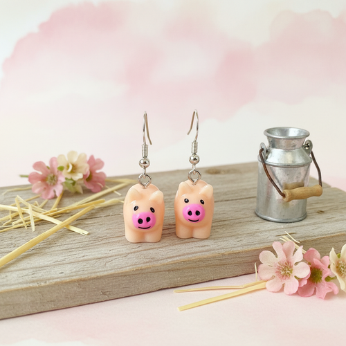 Little Piggy Earrings - Whimsical Barnyard Product Photography