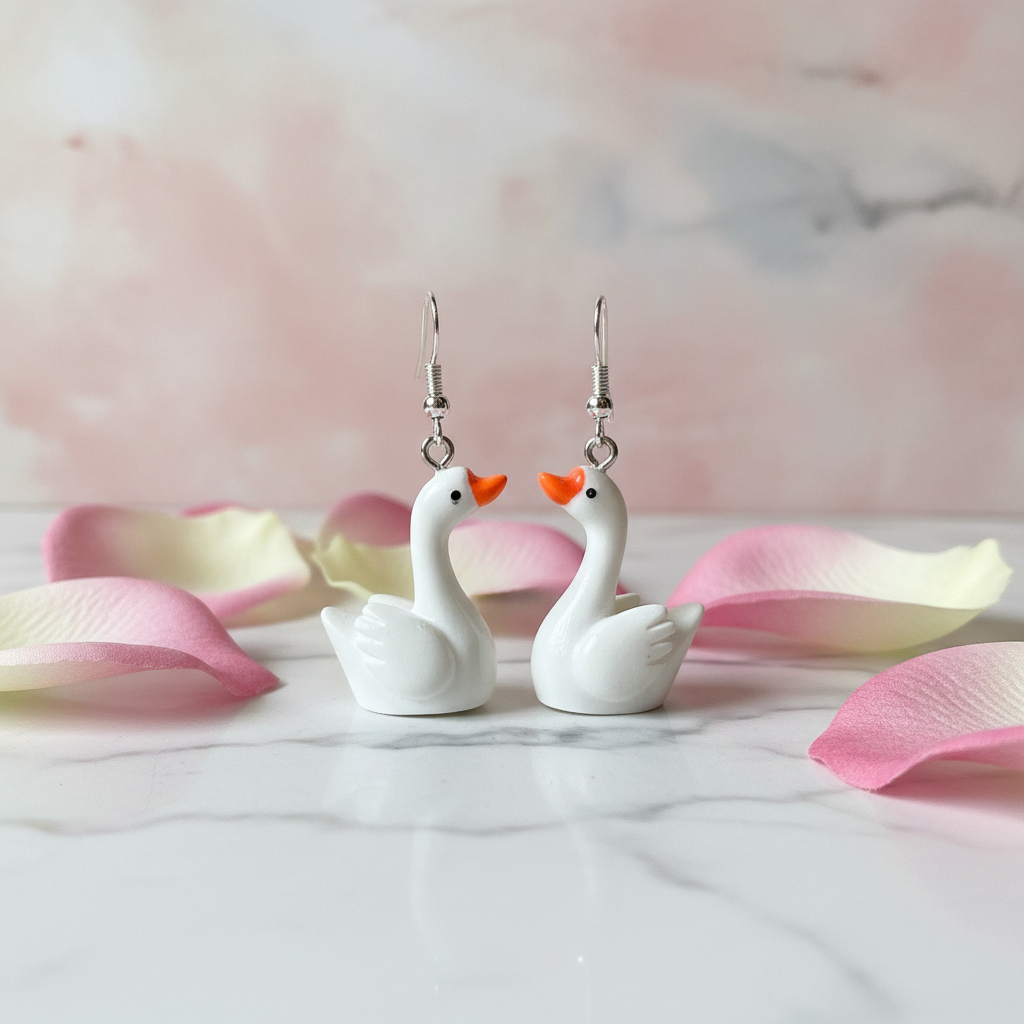 Swan Earrings - Elegant Product Photography