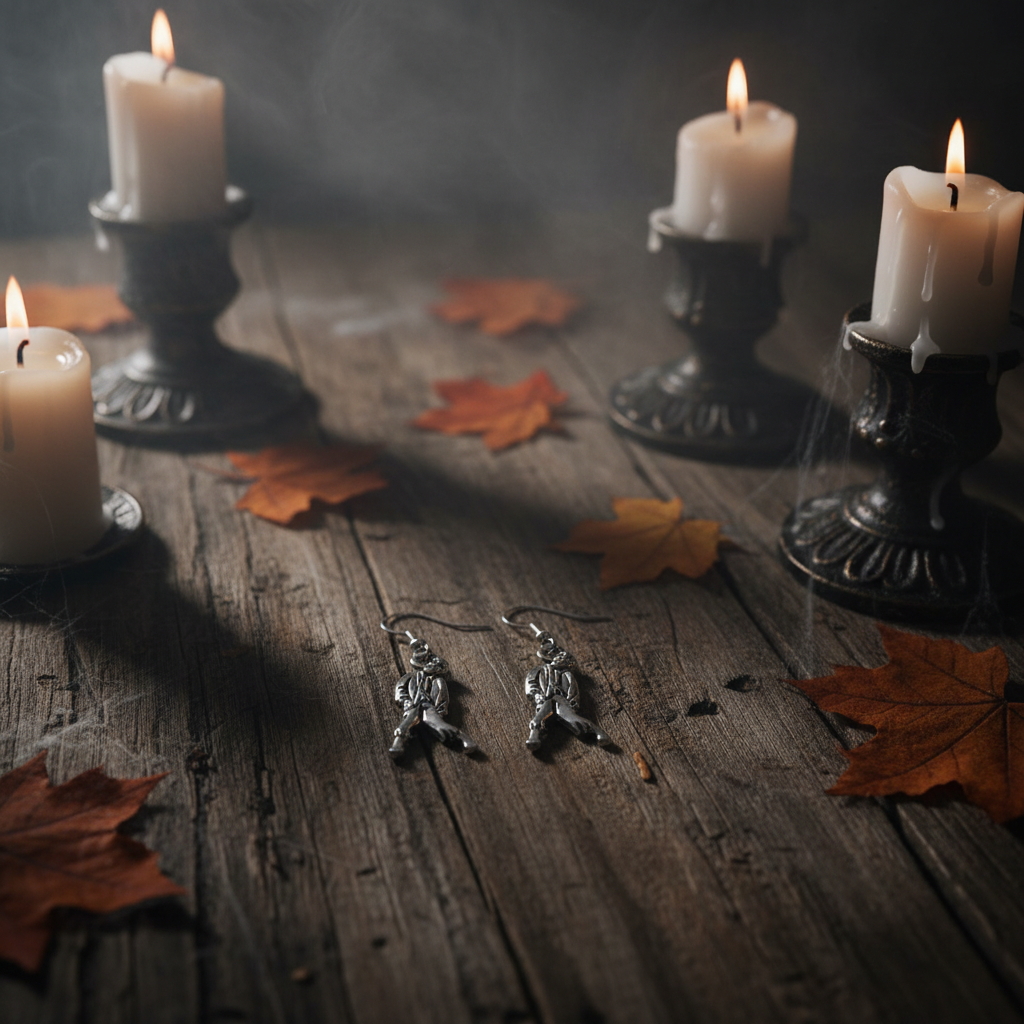 Zombie Silver Tone Earrings - Spooky Product Photography